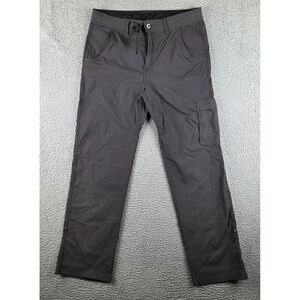 prAna Pants Mens M (33x32) Gray Stretch Zion II Belted Roll Up Hiking Outdoor